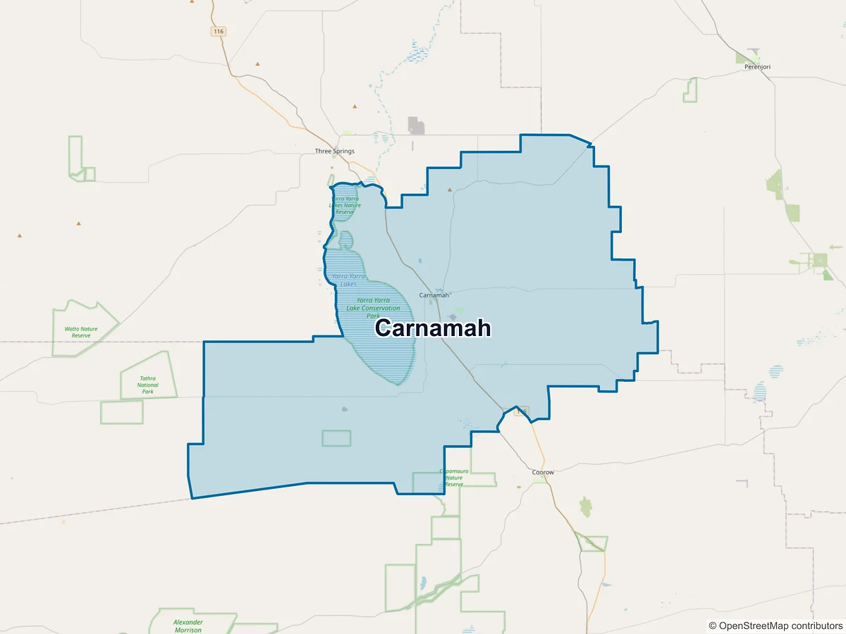 Map of Carnamah, WA, Australia