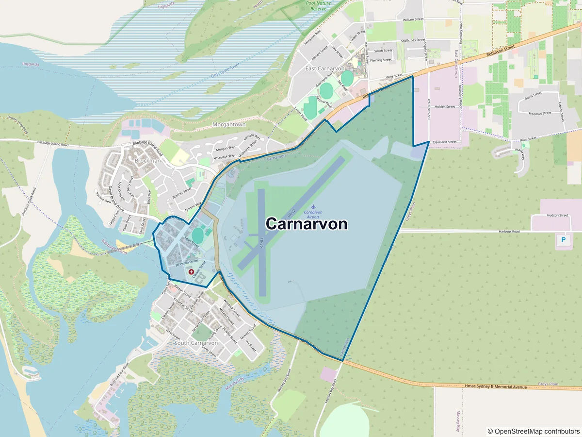 Map of Carnarvon, WA, Australia