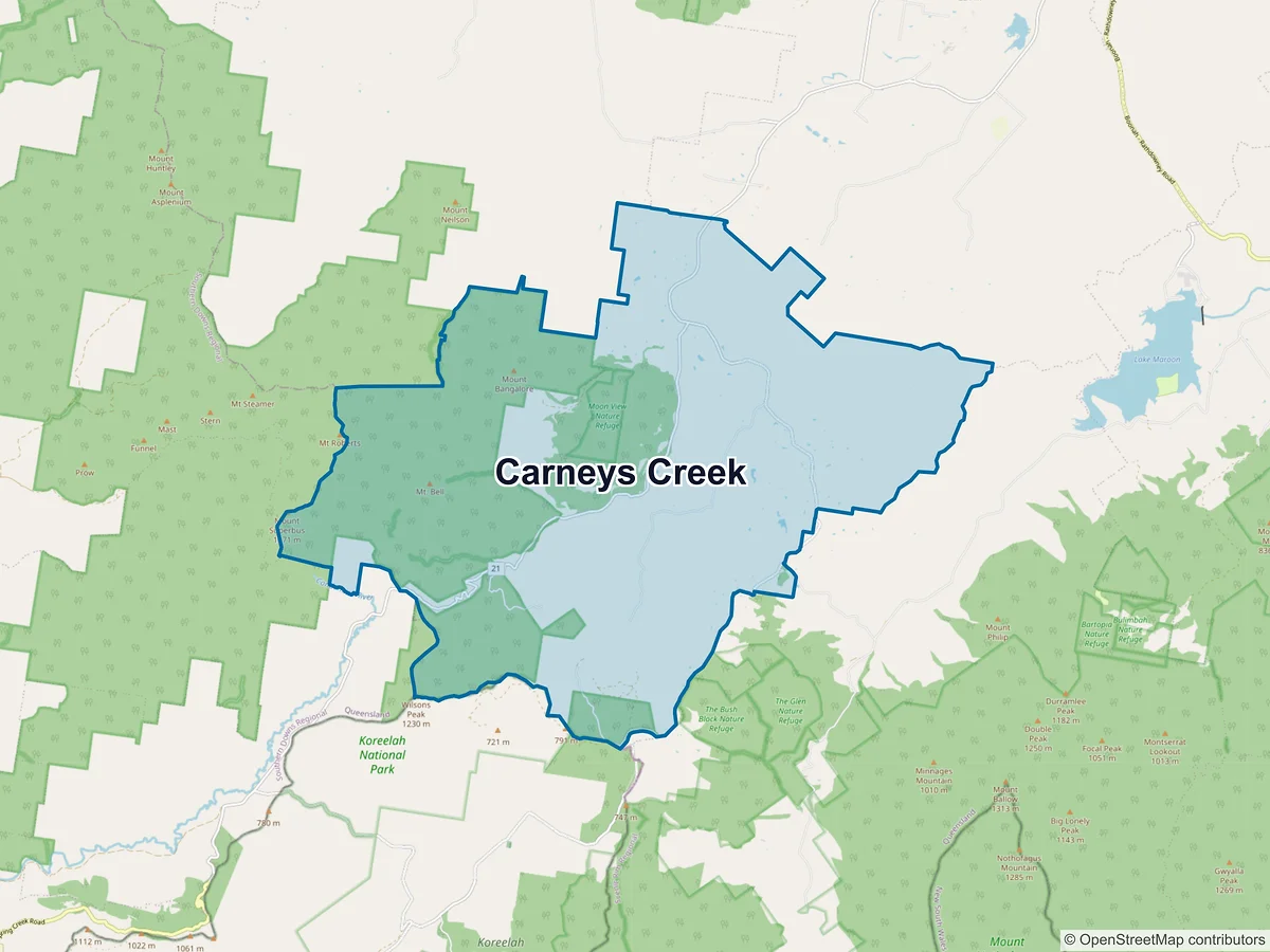 Map of Carneys Creek, QLD, Australia