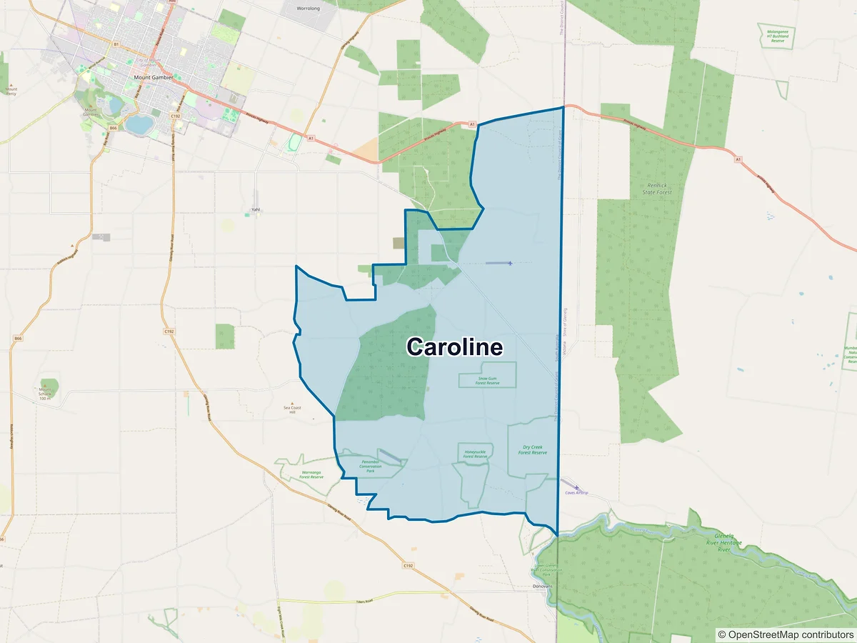 Map of Caroline, SA, Australia