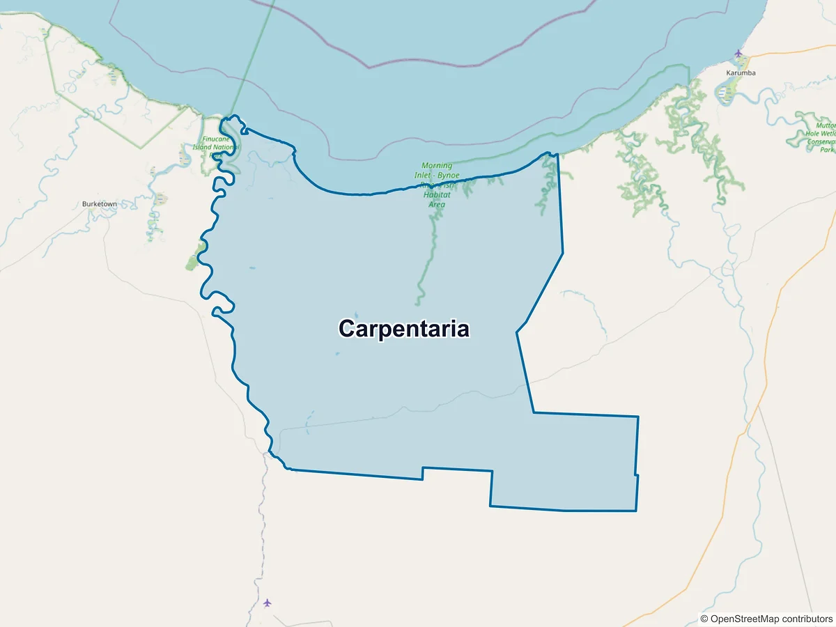 Map of Carpentaria, QLD, Australia