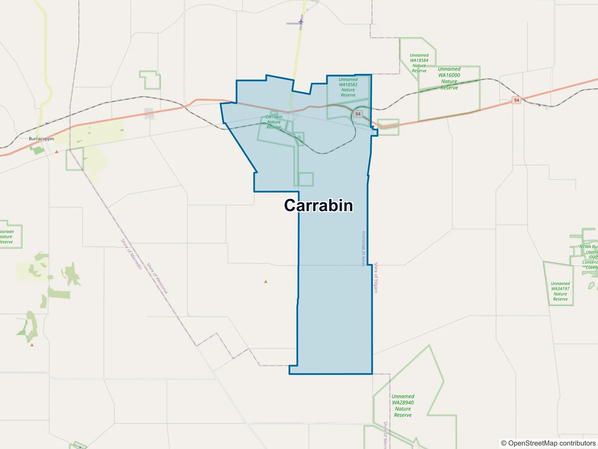 Map of Carrabin, WA, Australia