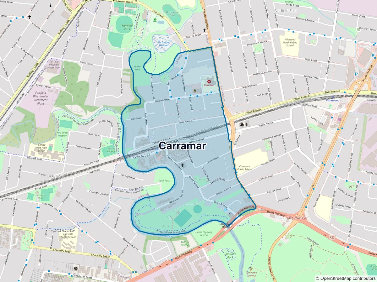 Map of Carramar, NSW, Australia