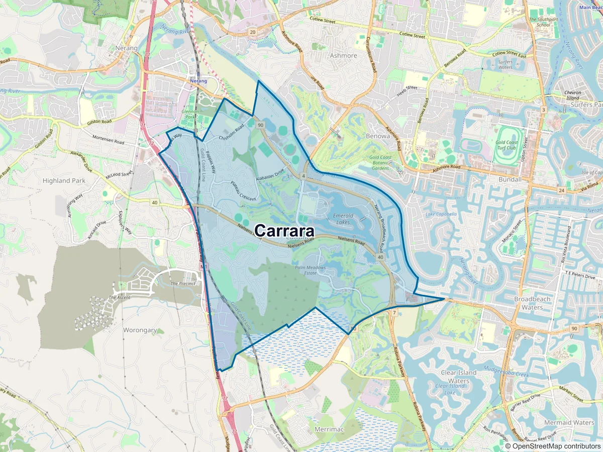 Map of Carrara, QLD, Australia