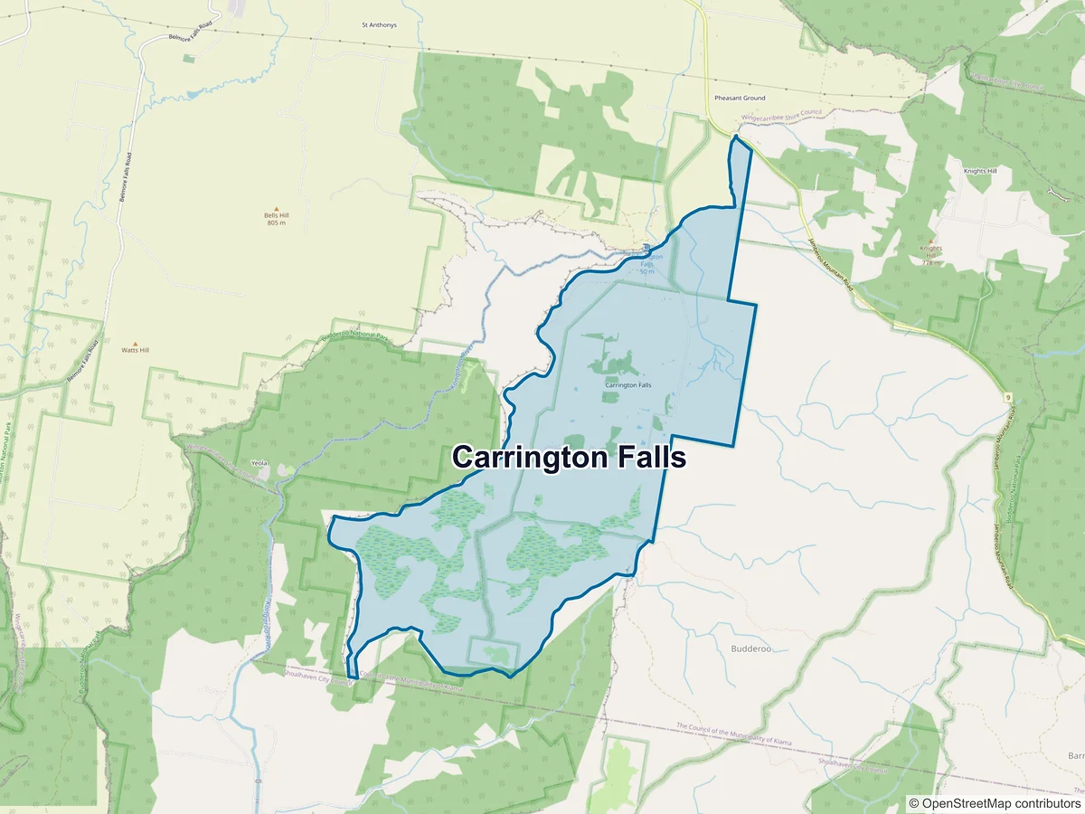 Map of Carrington Falls, NSW, Australia