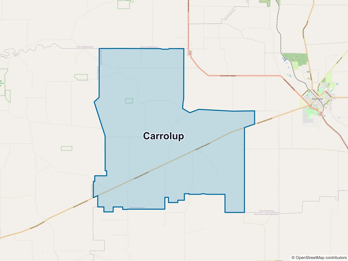 Map of Carrolup, WA, Australia