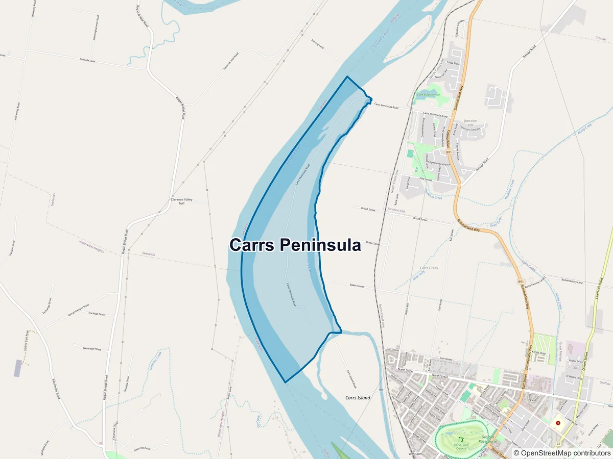 Map of Carrs Peninsula, NSW, Australia