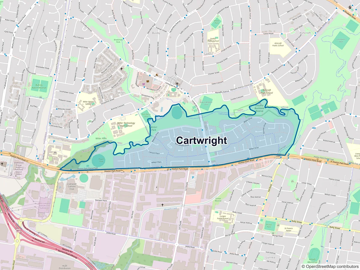 Map of Cartwright, NSW, Australia