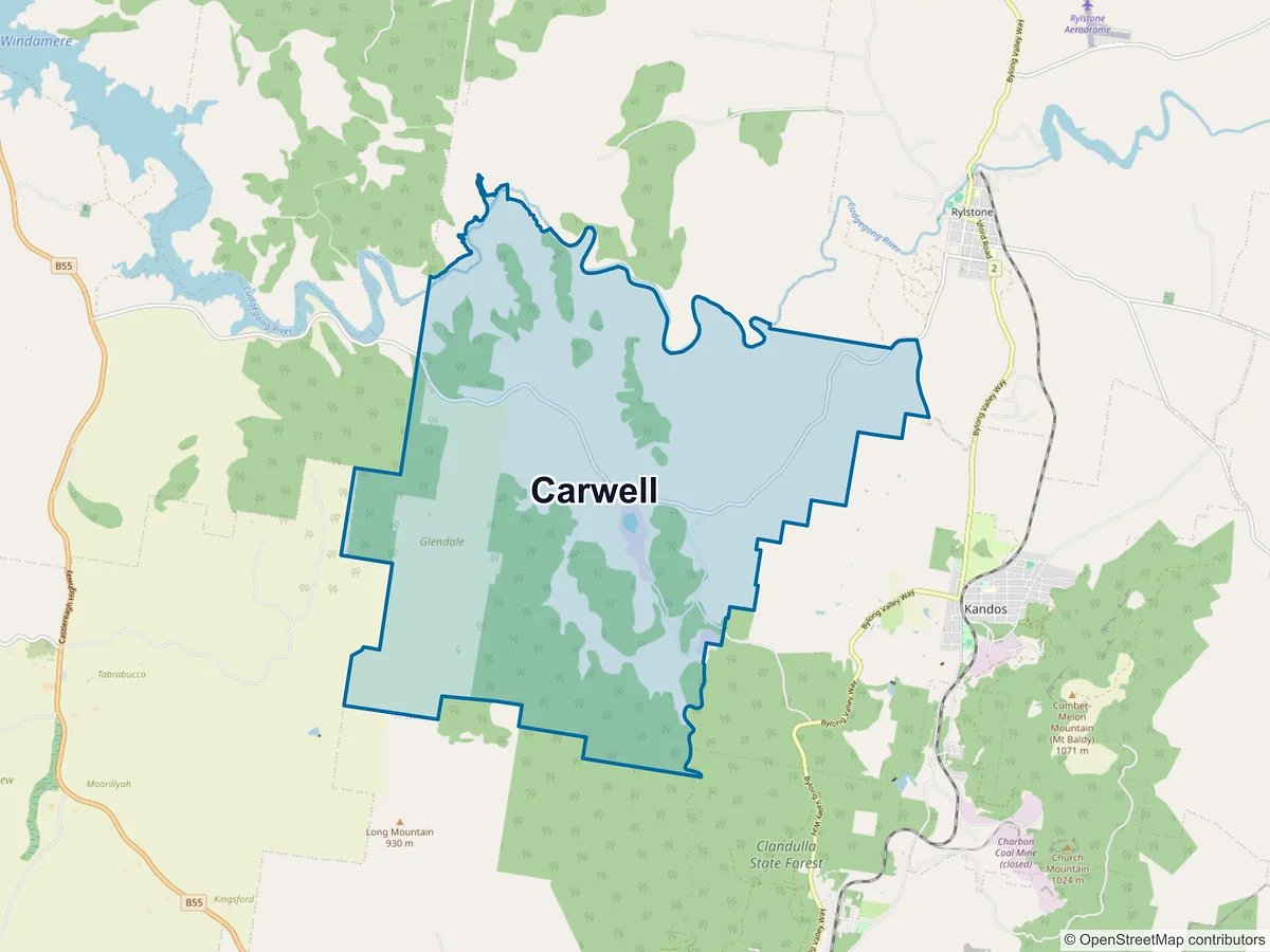 Map of Carwell, NSW, Australia
