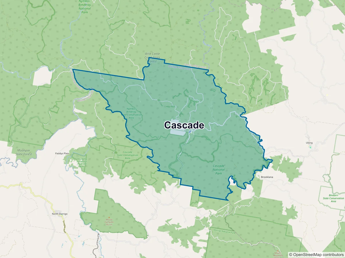 Map of Cascade, NSW, Australia