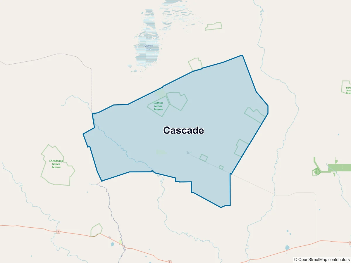 Map of Cascade, WA, Australia