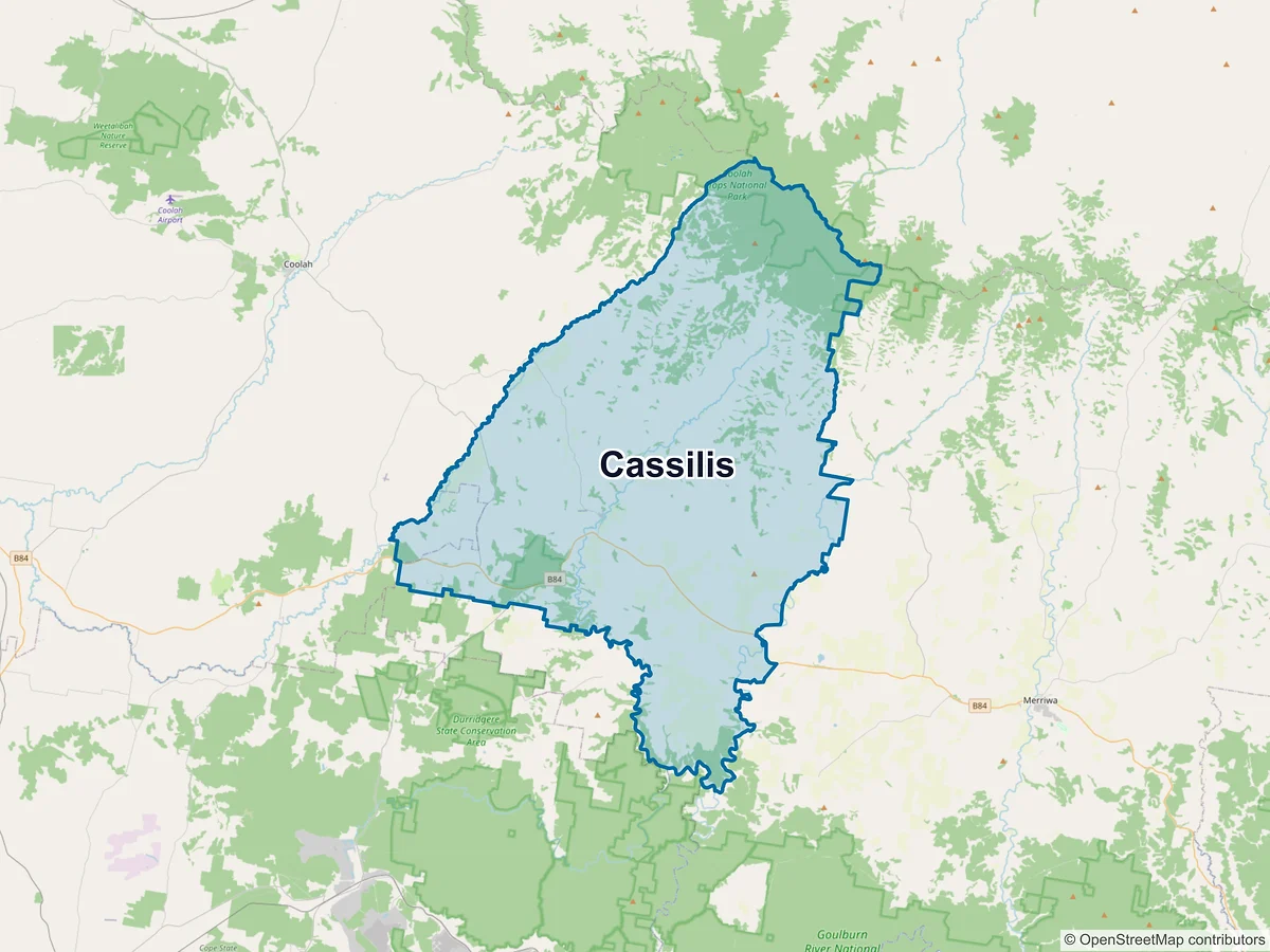 Map of Cassilis, NSW, Australia