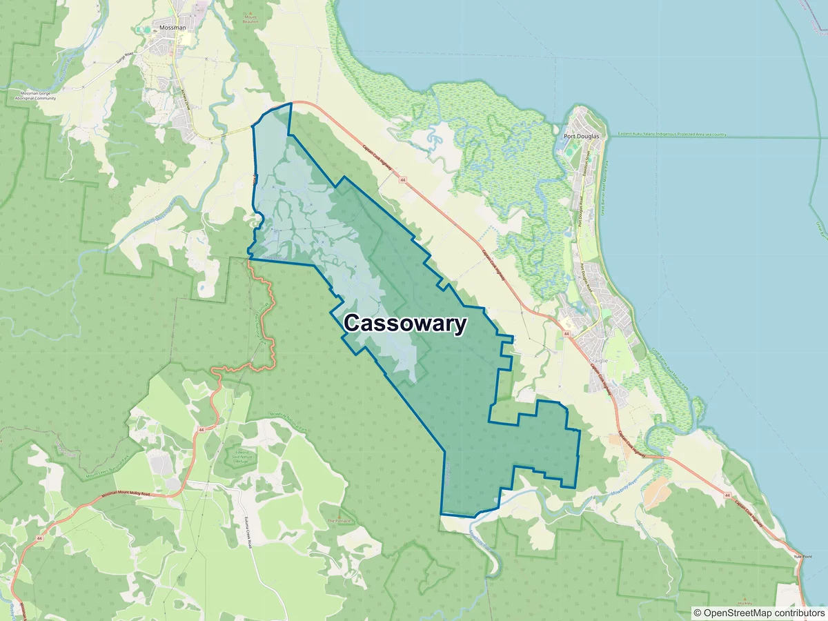 Map of Cassowary, QLD, Australia