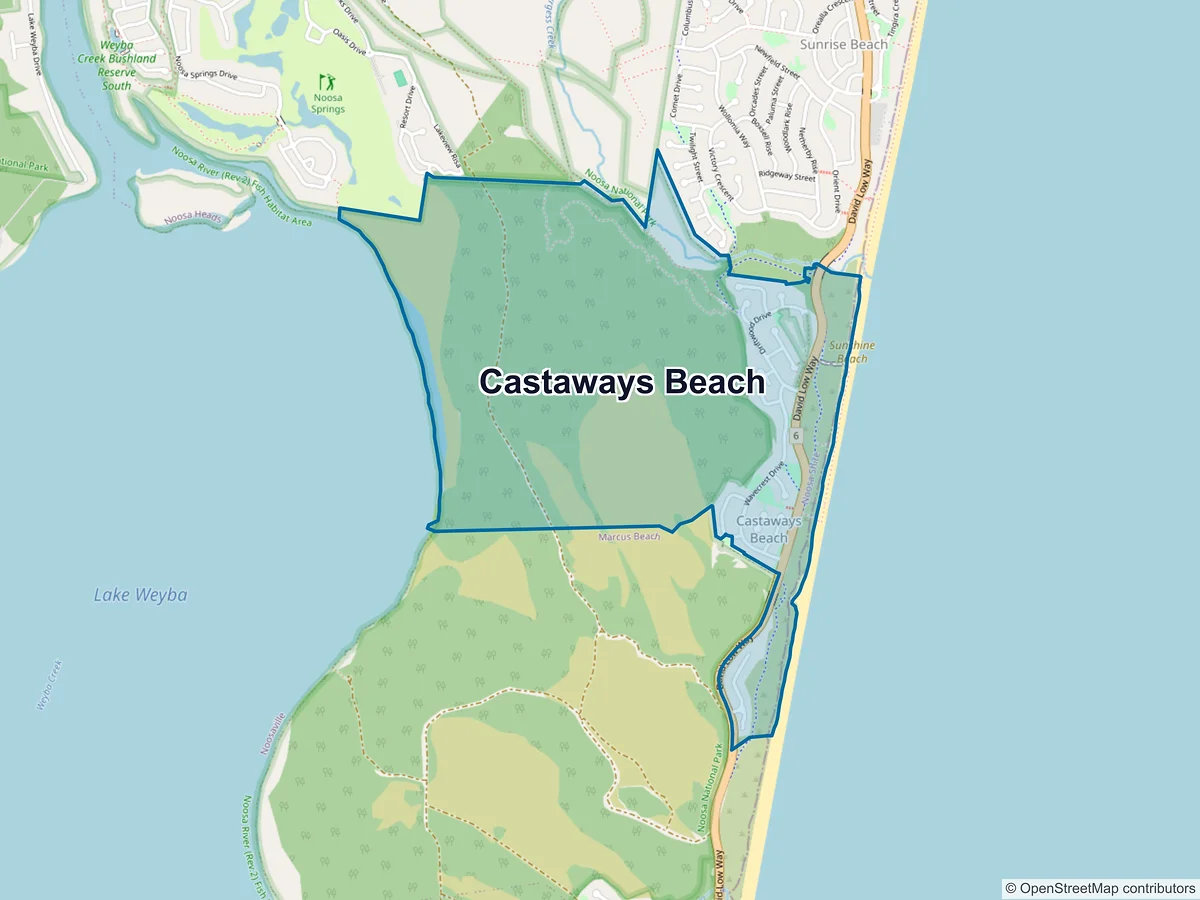 Map of Castaways Beach, QLD, Australia