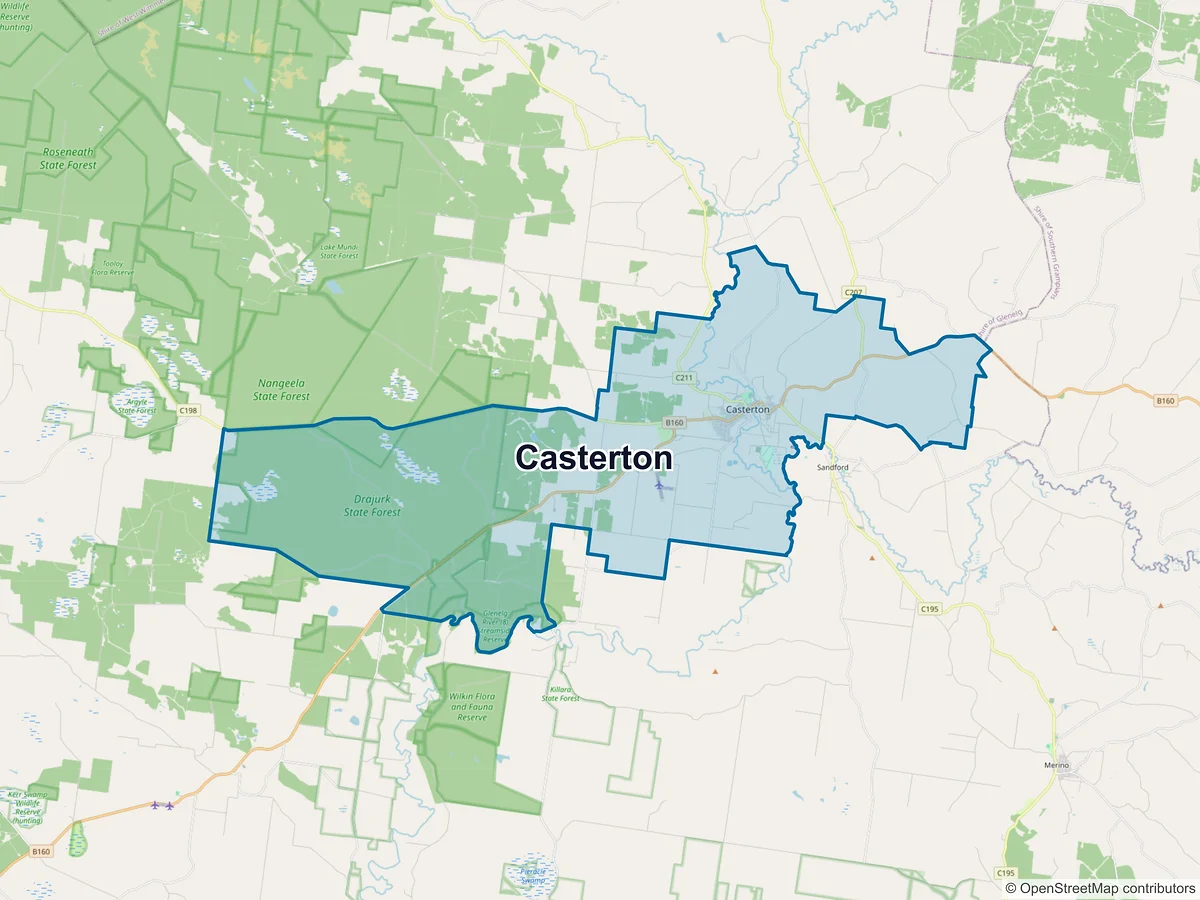 Map of Casterton, VIC, Australia