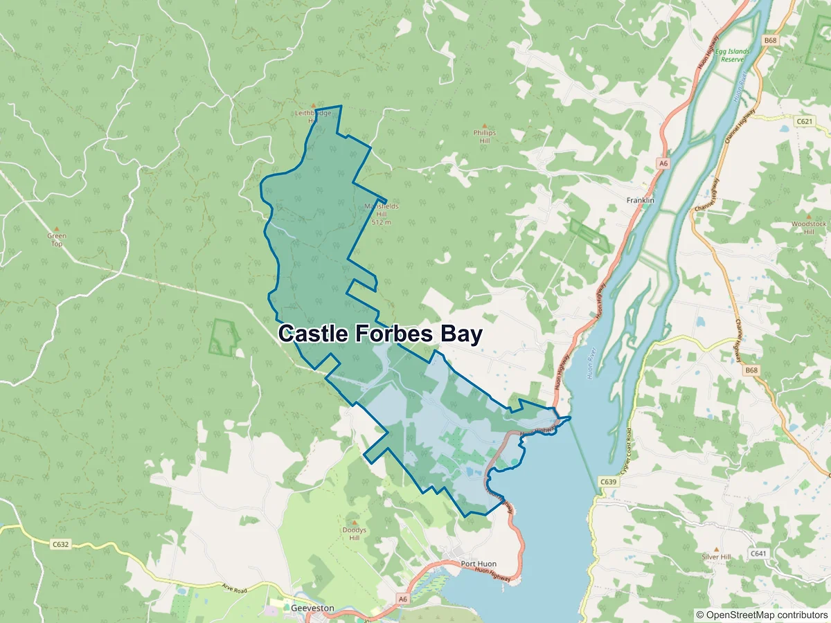 Map of Castle Forbes Bay, TAS, Australia