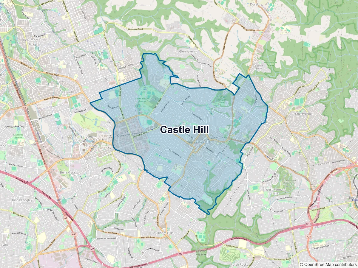 Map of Castle Hill, NSW, Australia