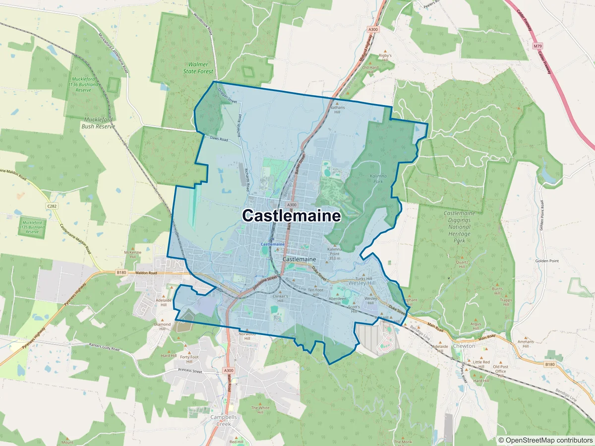 Map of Castlemaine, VIC, Australia