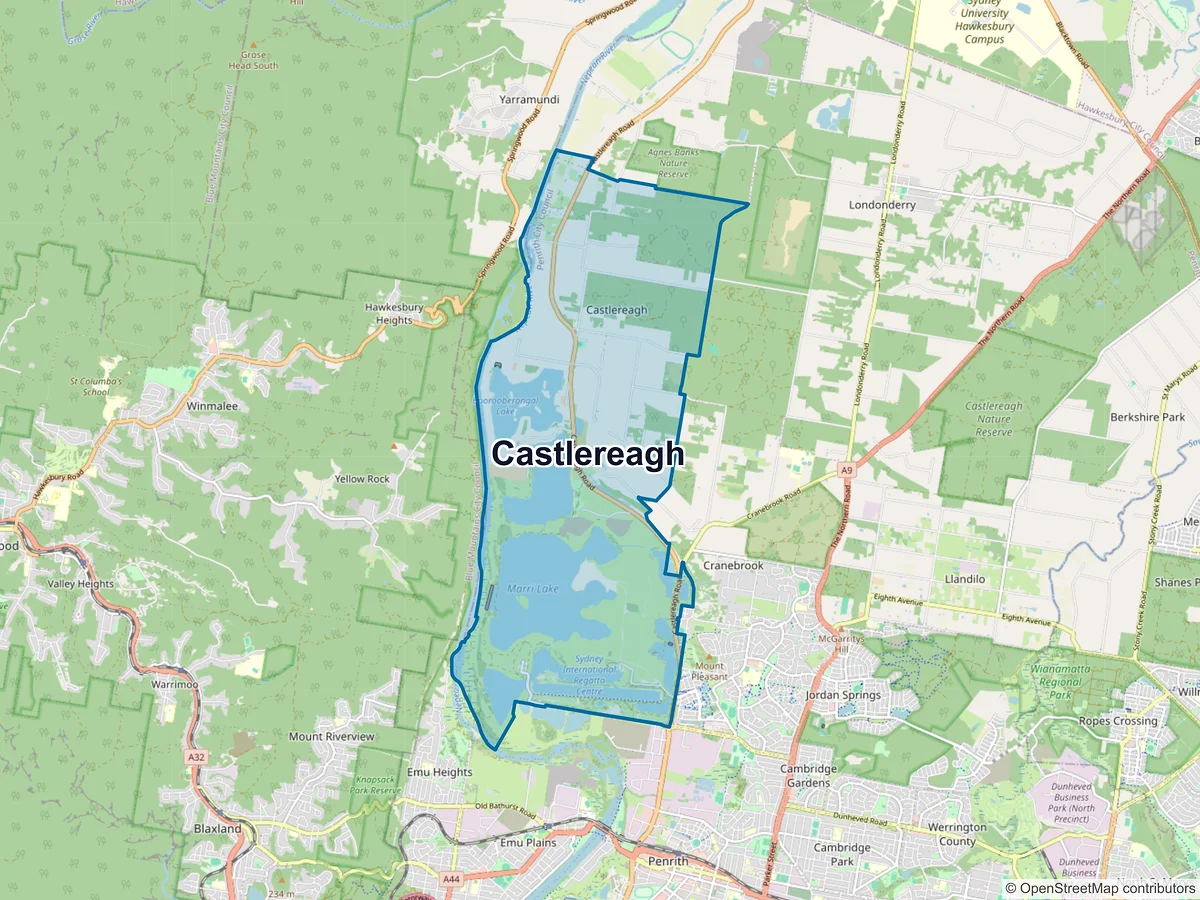 Map of Castlereagh, NSW, Australia
