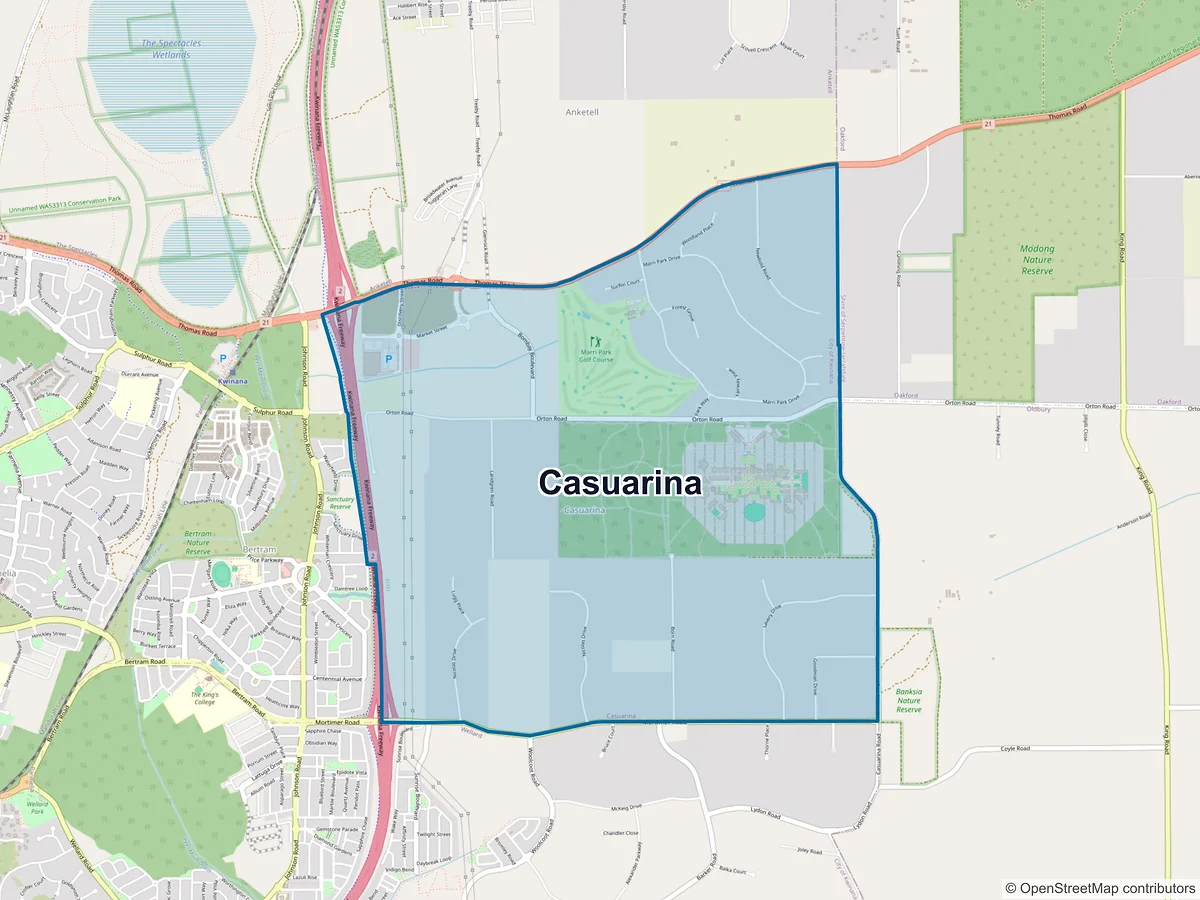 Map of Casuarina, WA, Australia