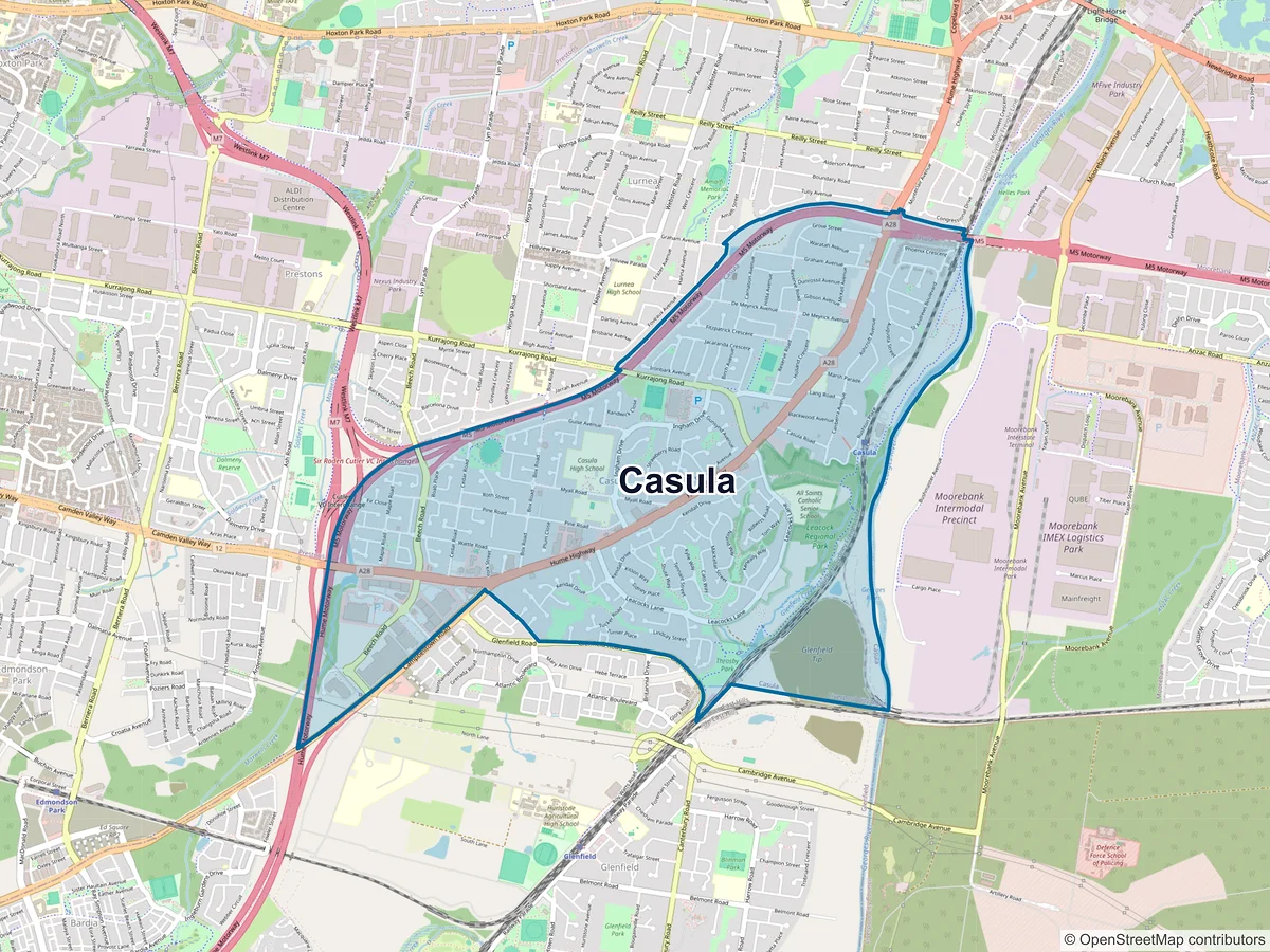 Map of Casula, NSW, Australia