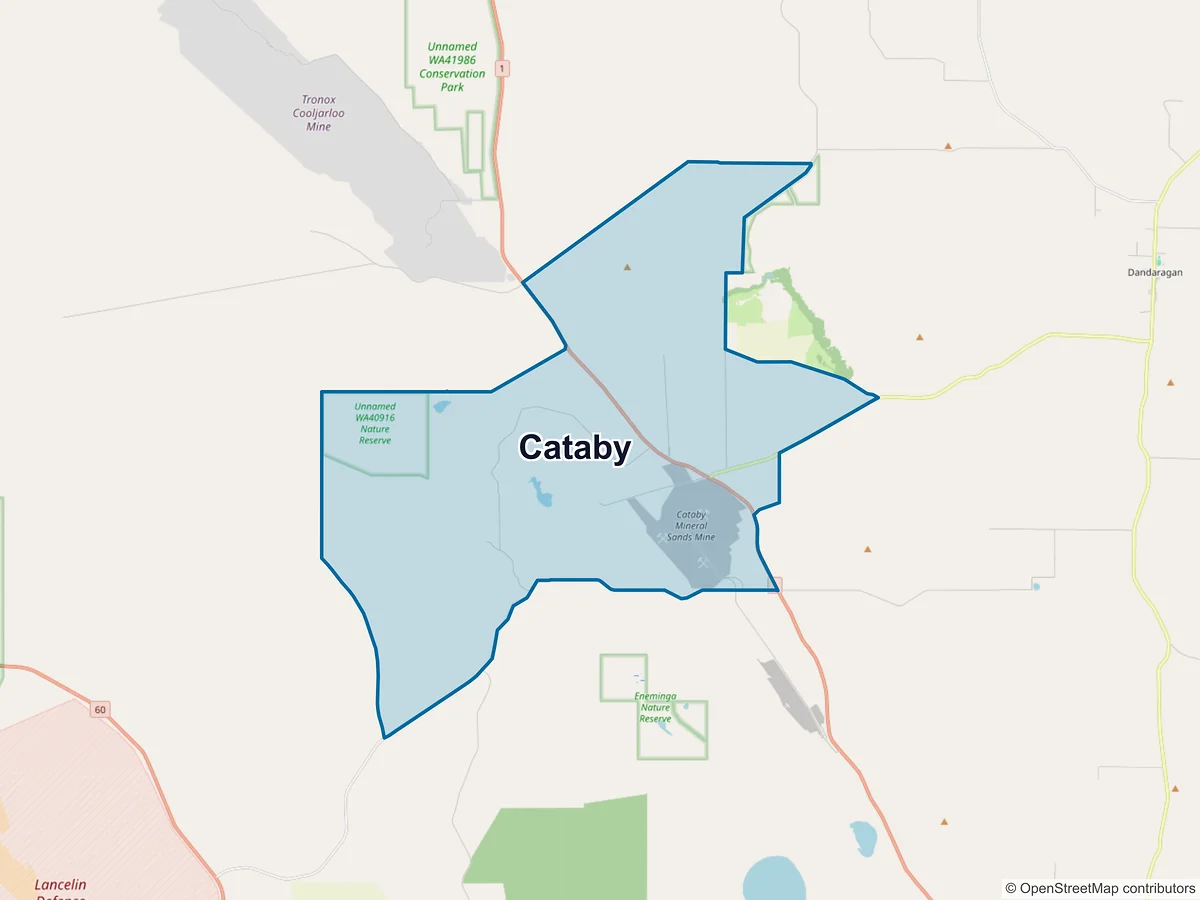 Map of Cataby, WA, Australia