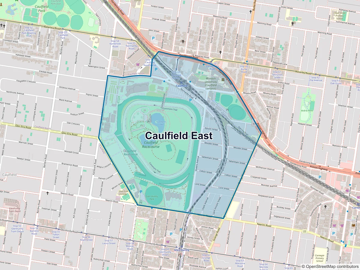 Map of Caulfield East, VIC, Australia