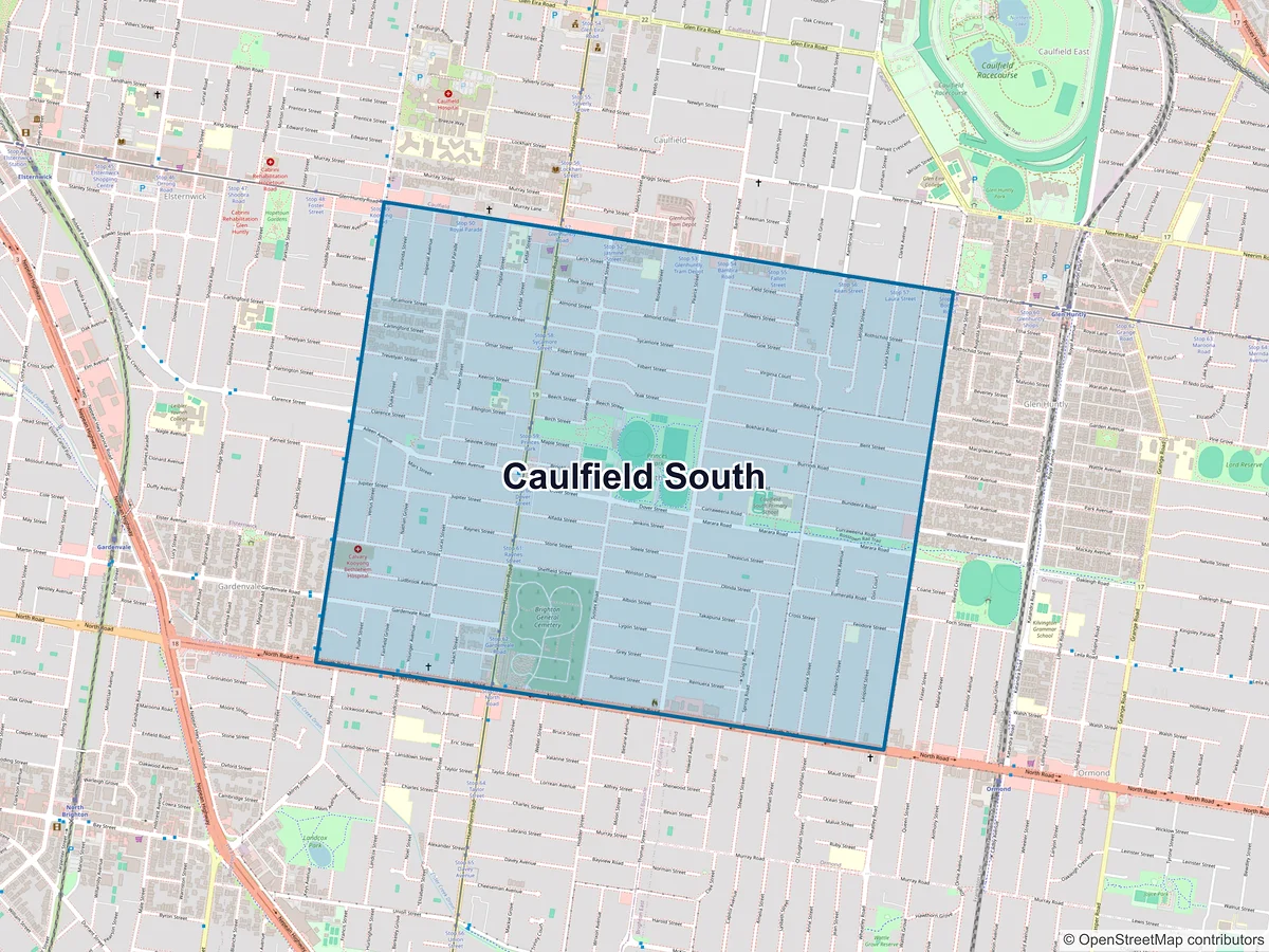 Map of Caulfield South, VIC, Australia