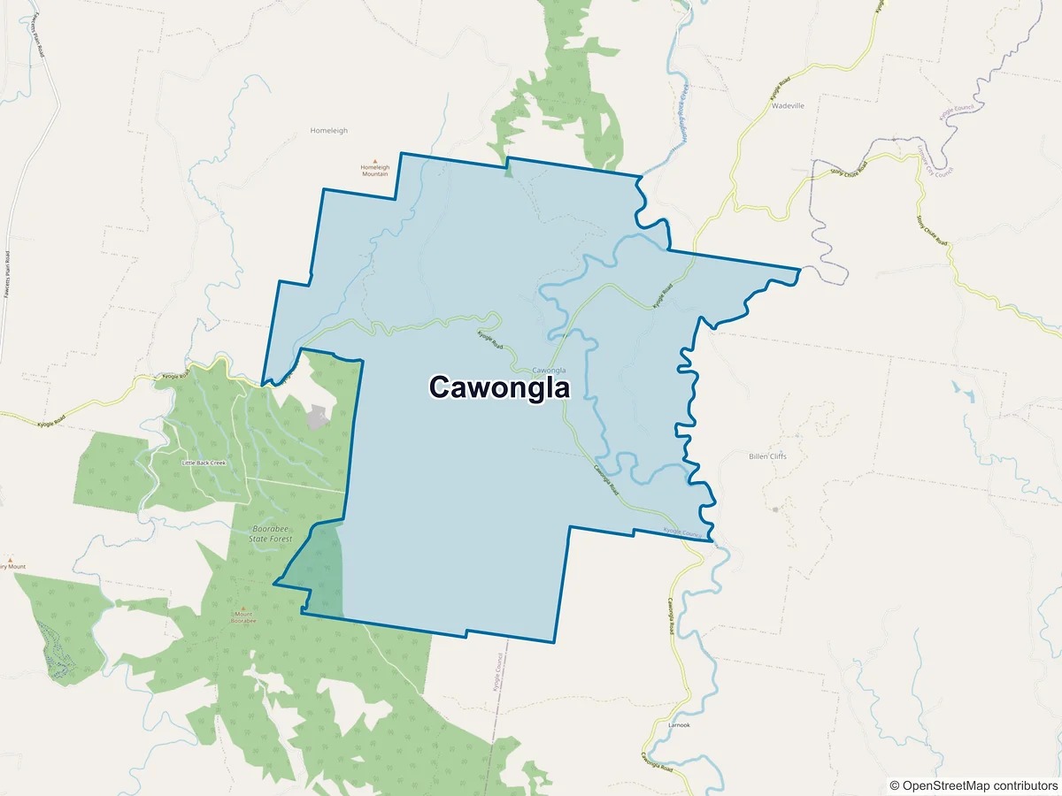 Map of Cawongla, NSW, Australia