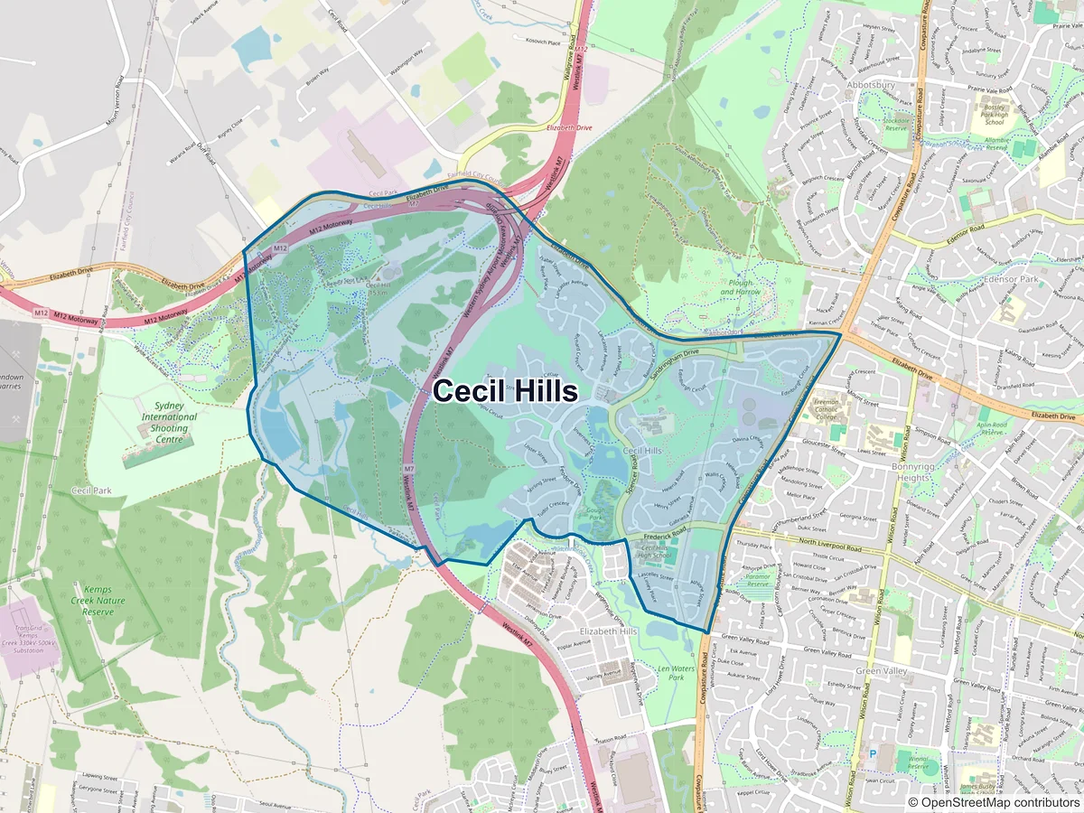 Map of Cecil Hills, NSW, Australia