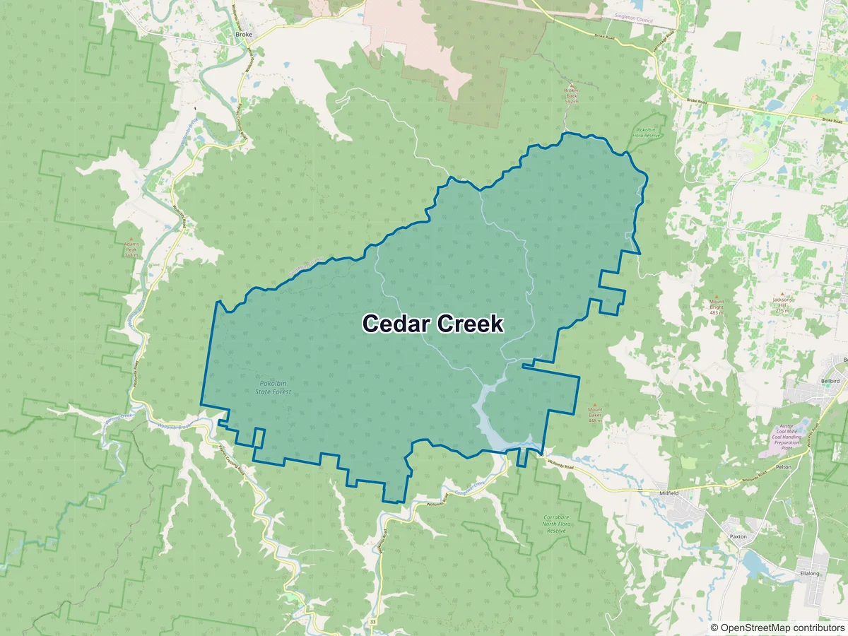 Map of Cedar Creek, NSW, Australia