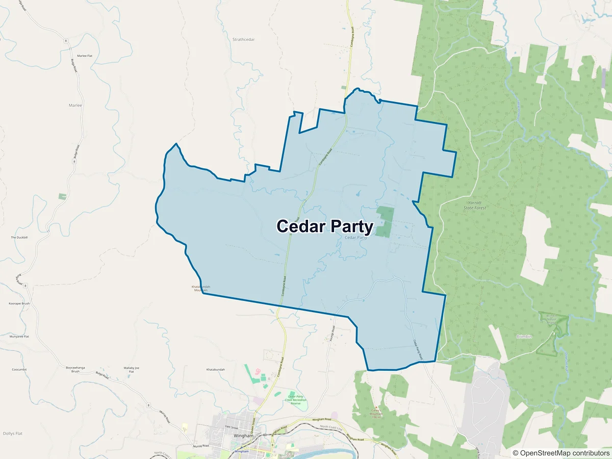 Map of Cedar Party, NSW, Australia