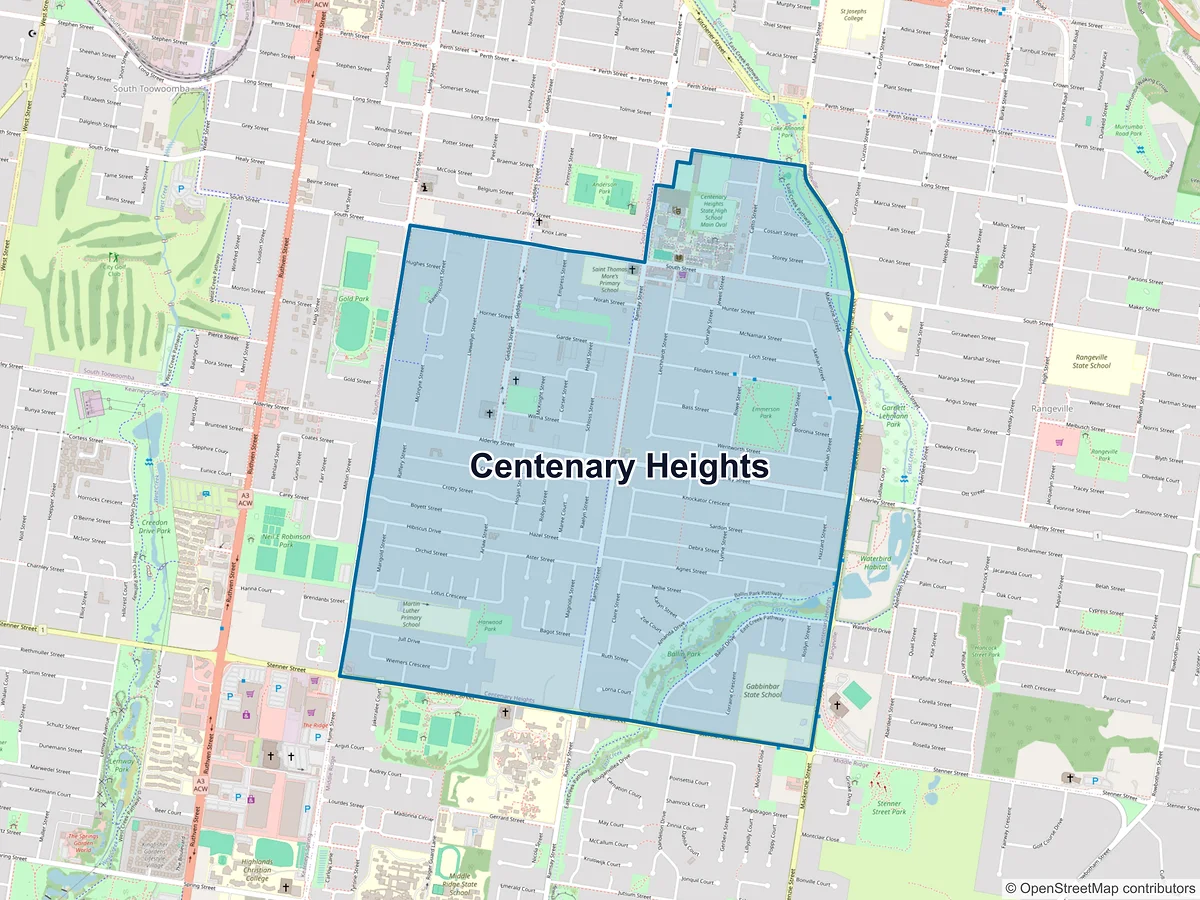 Map of Centenary Heights, QLD, Australia