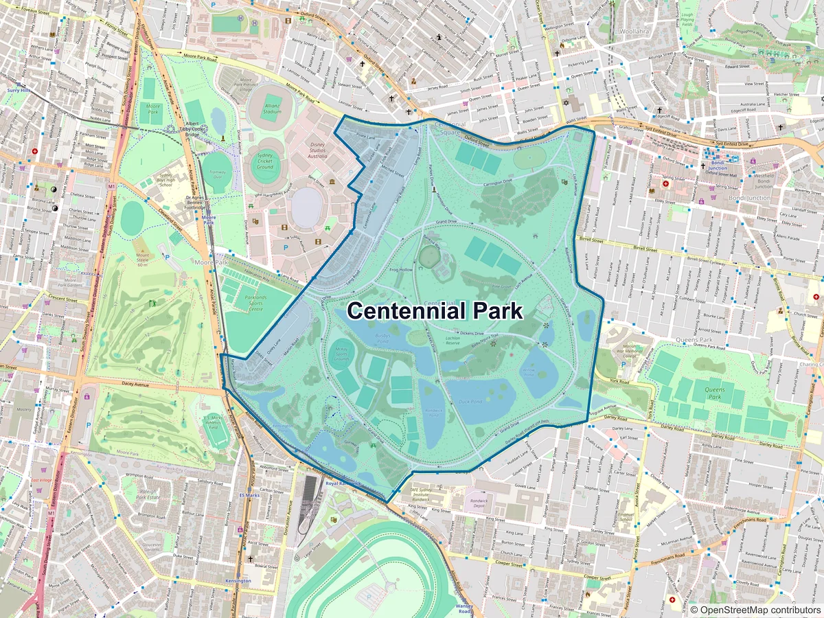 Map of Centennial Park, NSW, Australia