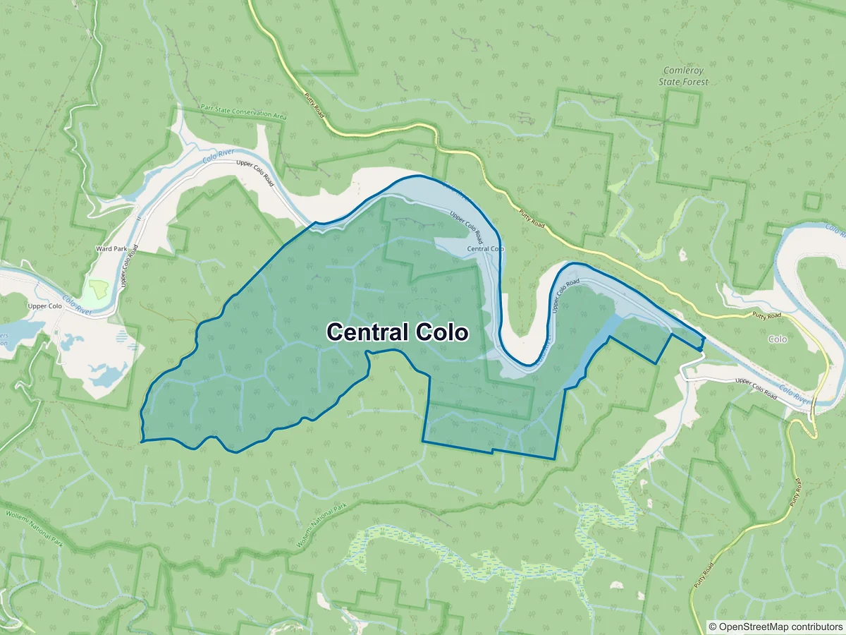 Map of Central Colo, NSW, Australia