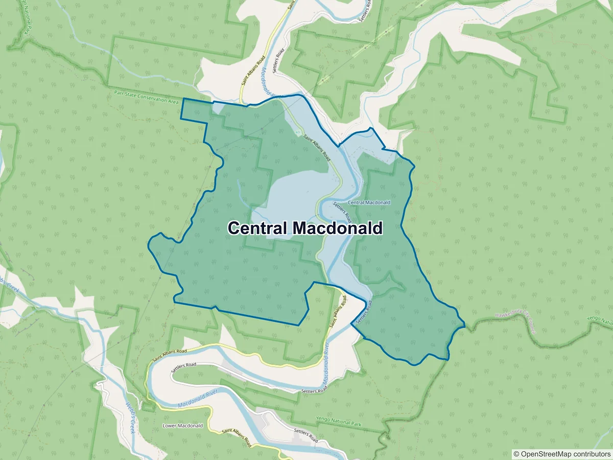Map of Central Macdonald, NSW, Australia