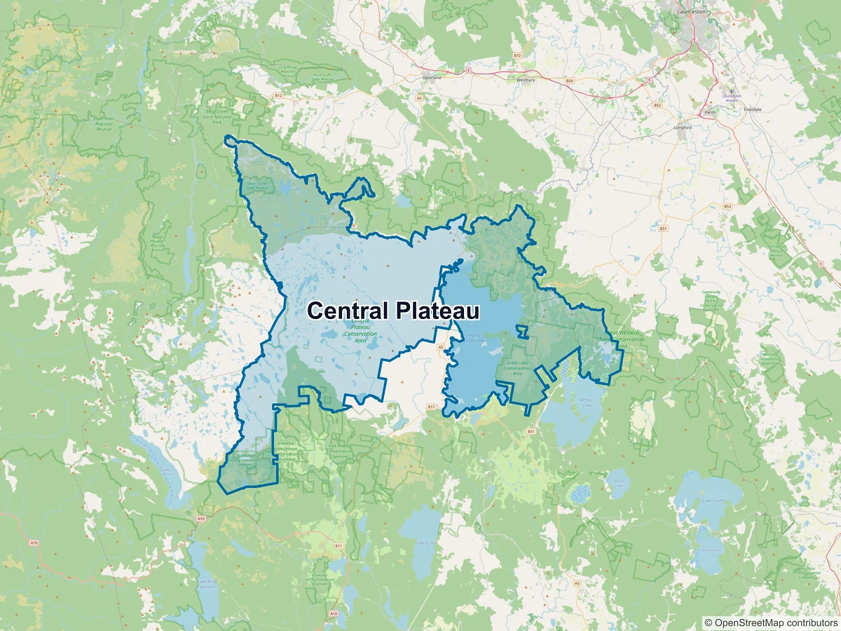 Map of Central Plateau, TAS, Australia