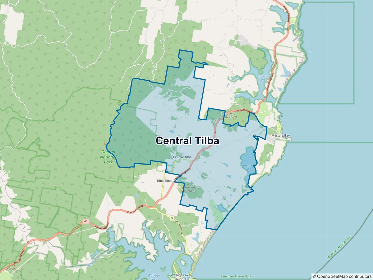 Map of Central Tilba, NSW, Australia