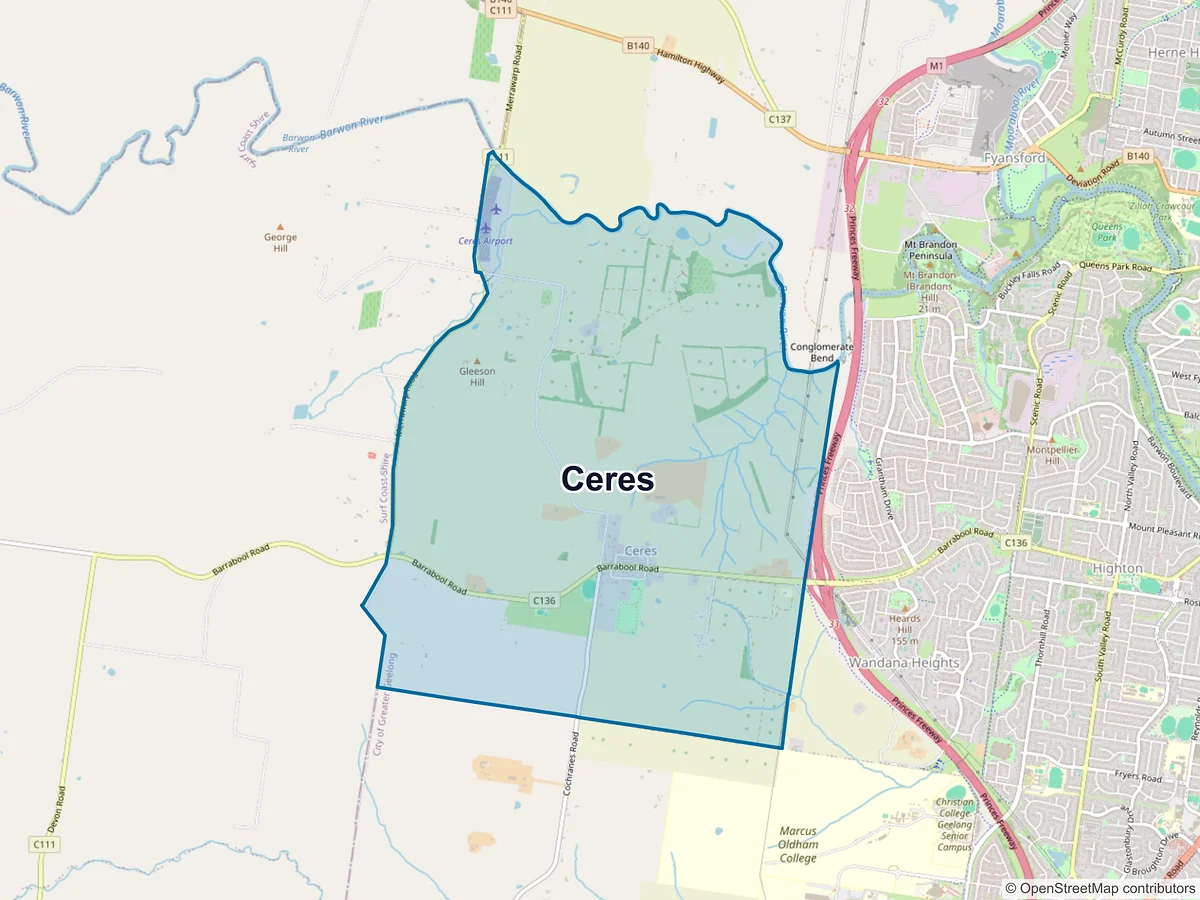 Map of Ceres, VIC, Australia