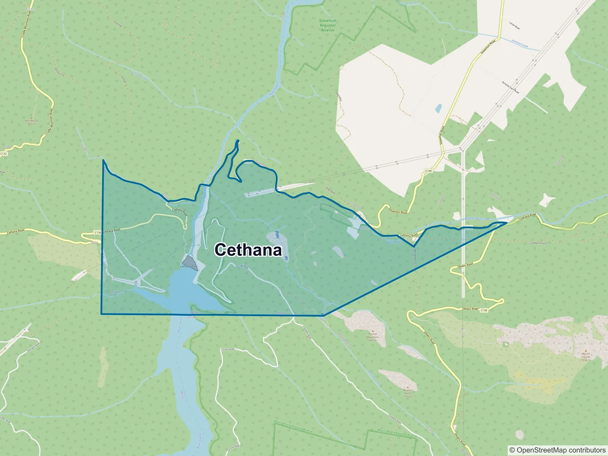 Map of Cethana, TAS, Australia