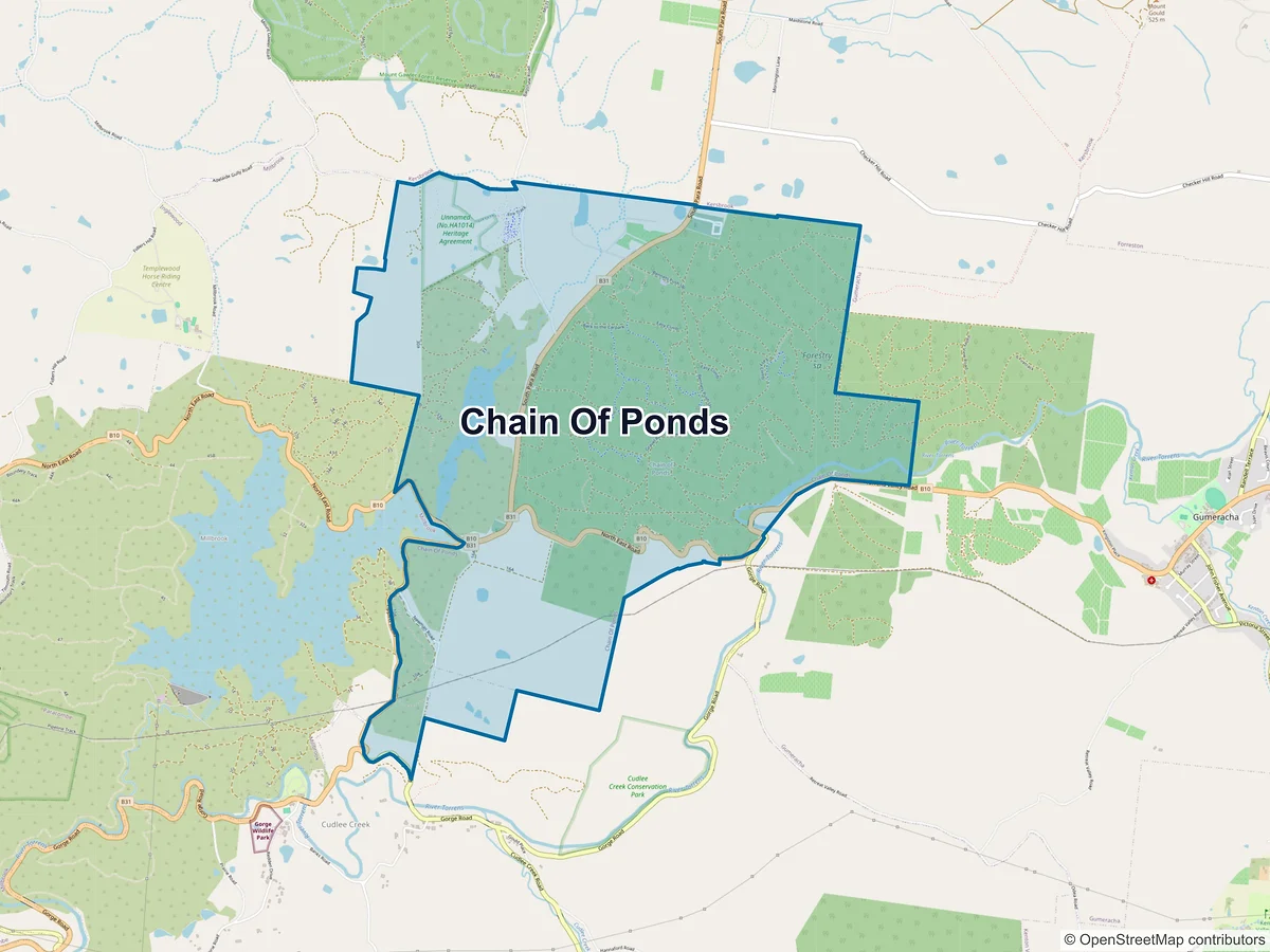Map of Chain of Ponds, SA, Australia