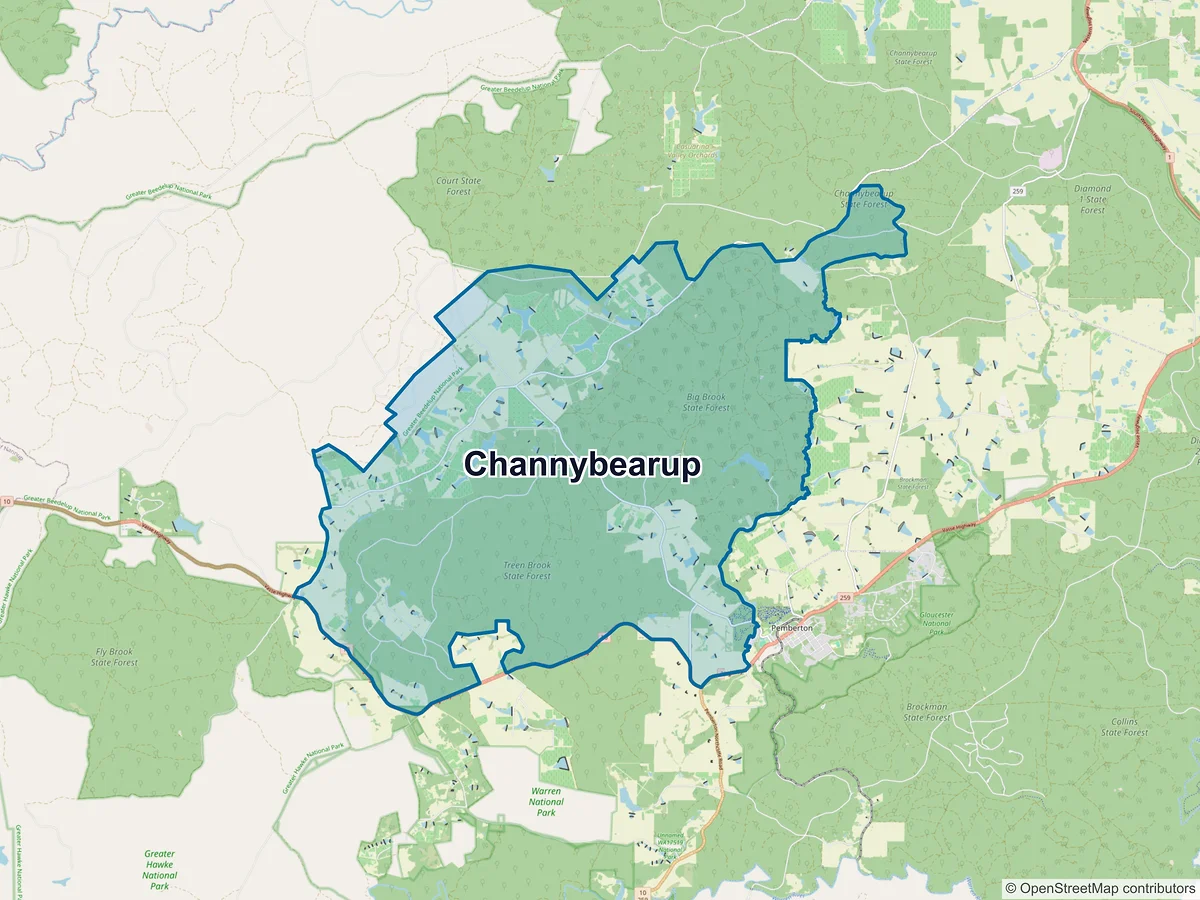 Map of Channybearup, WA, Australia