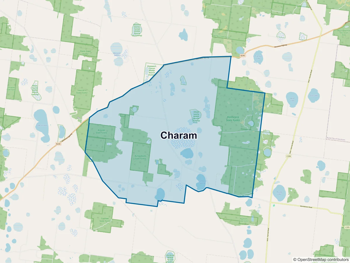 Map of Charam, VIC, Australia