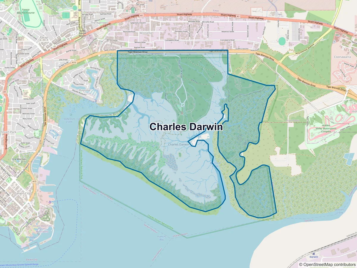 Map of Charles Darwin, NT, Australia