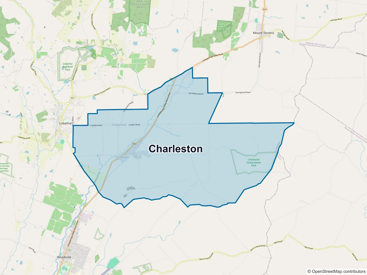 Map of Charleston, SA, Australia