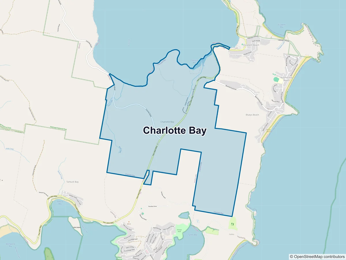 Map of Charlotte Bay, NSW, Australia
