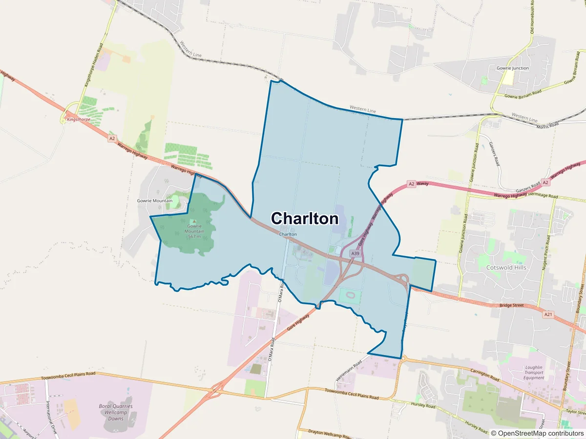Map of Charlton, QLD, Australia