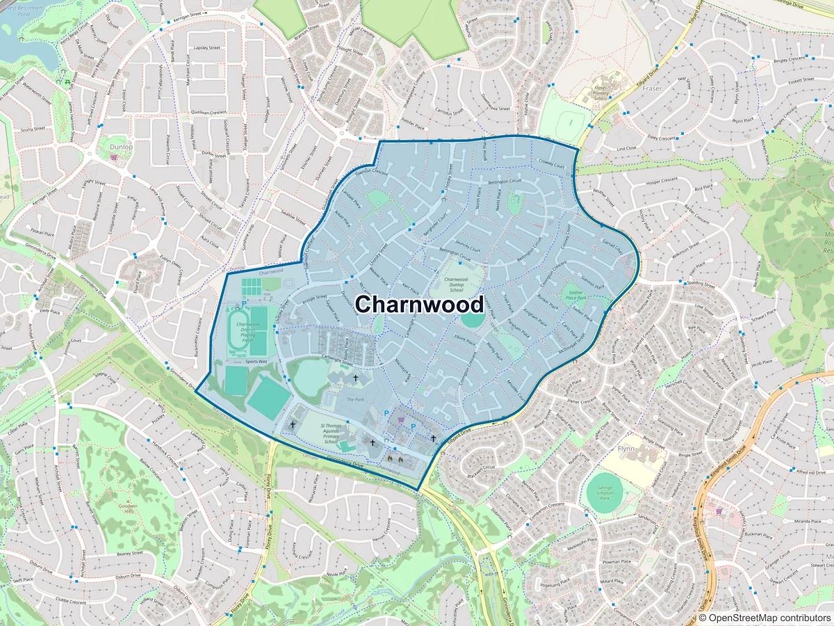 Map of Charnwood, ACT, Australia