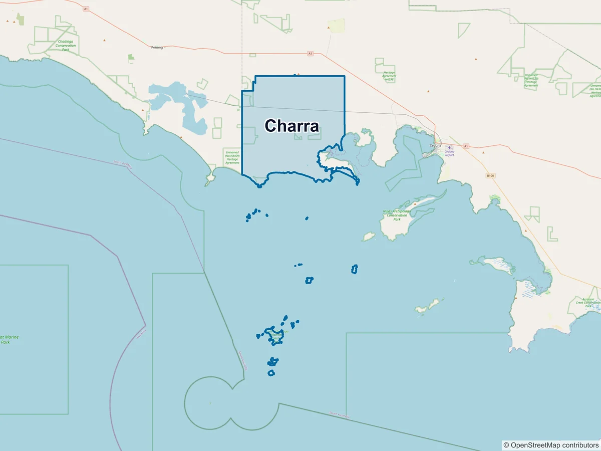 Map of Charra, SA, Australia