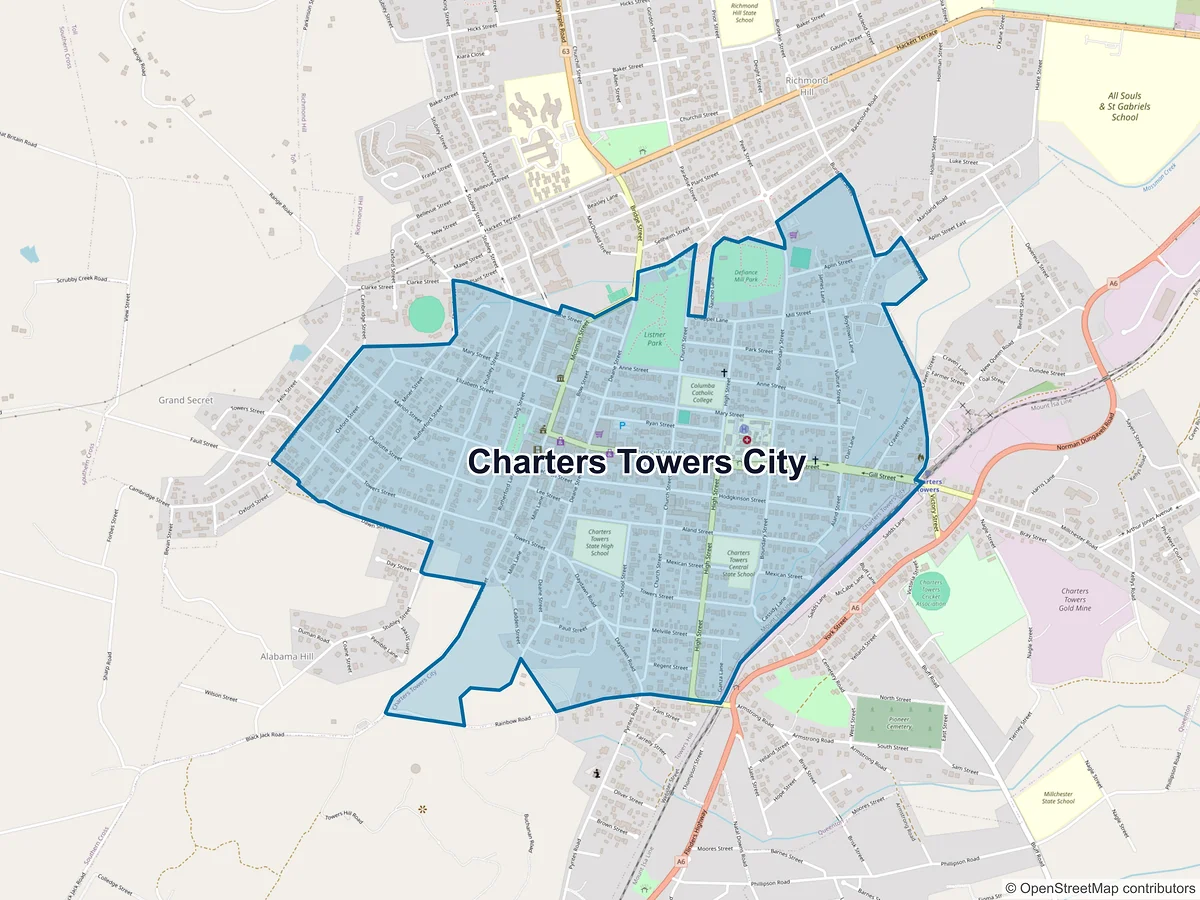Map of Charters Towers City, QLD, Australia
